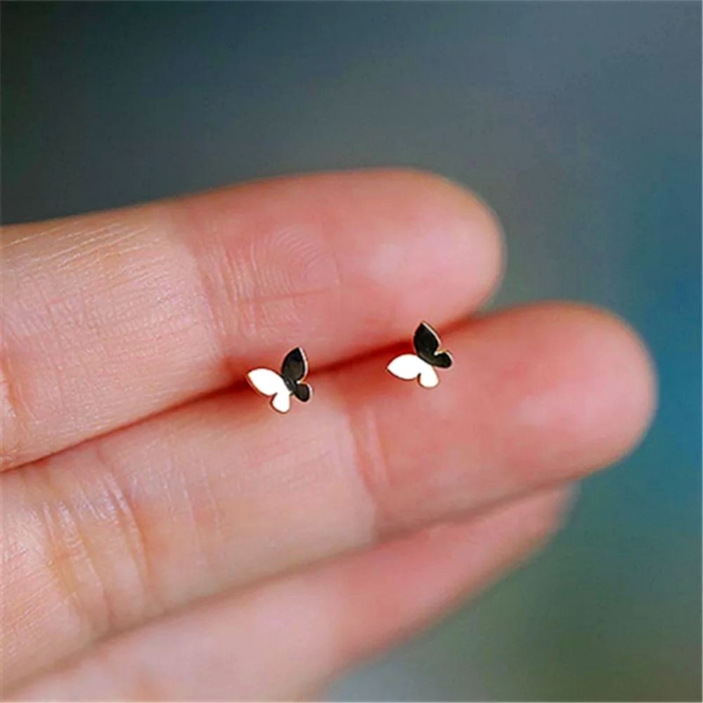 14k Yellow Gold plated on 925 Sterling  Silver Butterfly Earrings